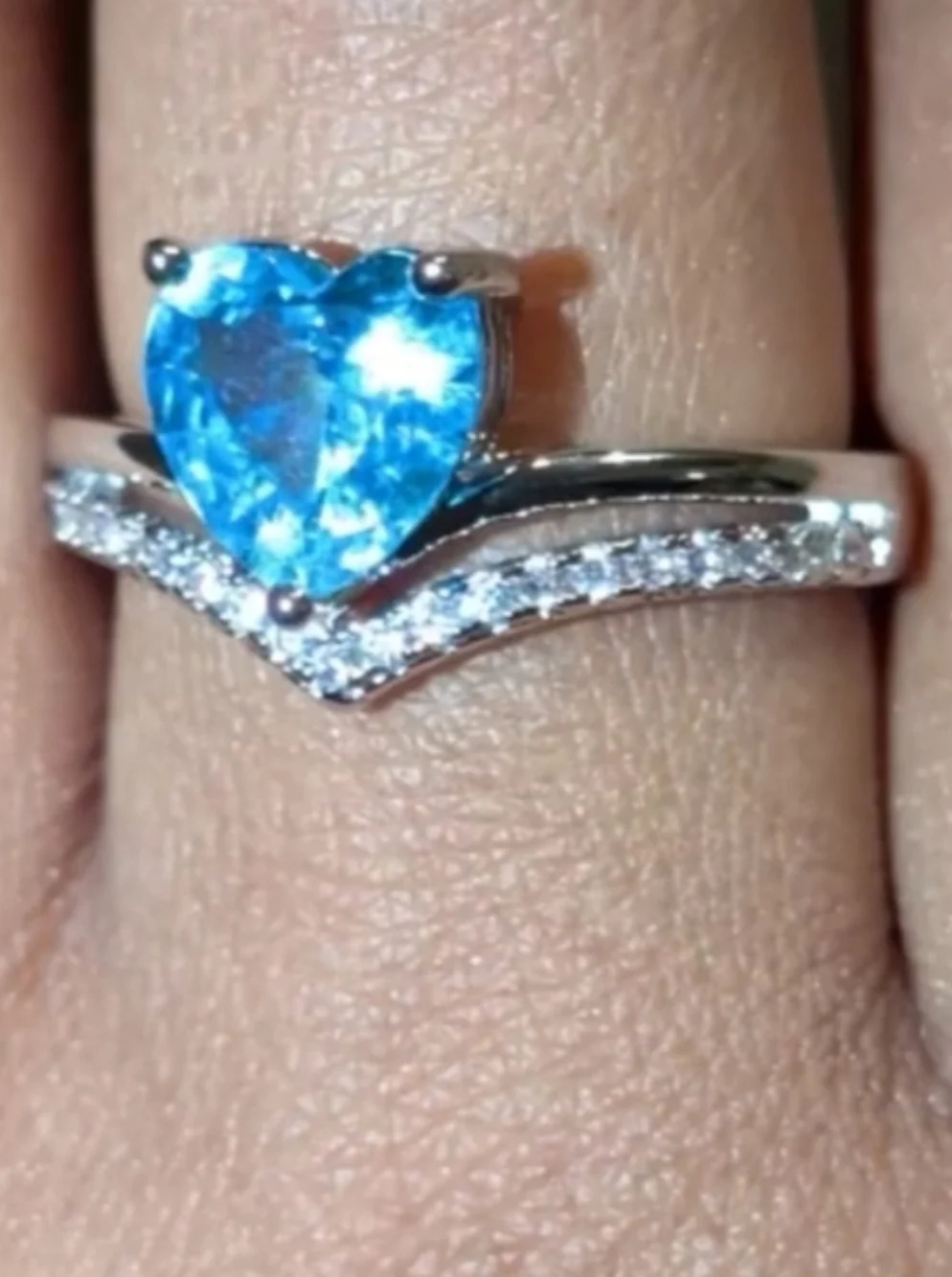 Lab-Created Blue Topaz 3ct Heart Cut Women's Engagement Ring White Gold Plated